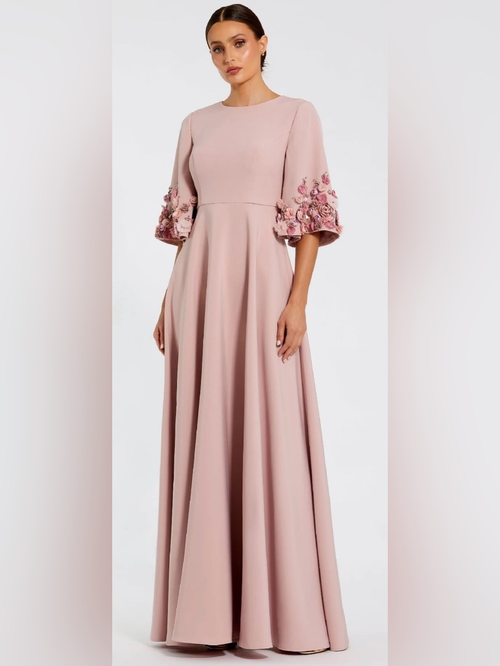Mac Duggal Bell-Sleeve Long Formal Dress Sz 6 - Picture 2 of 8